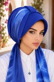 Saks Mavi Batik Desen Şapka Bone thumbnail 2