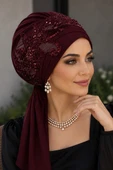 Bordo Payet Detaylı Atkılı Bone thumbnail 2
