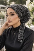 Antrasit Payet Abiye Eşarp Bone thumbnail 2