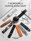Gümüş Kasa Akıllı Saat - 6 Yedek Kordon Hediyeli thumbnail 3