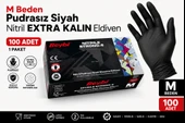 M Beden EXTRA KALIN Pudrasız Siyah Nitril Eldiven - 100 Adet thumbnail 1