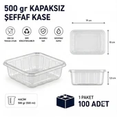 500 gr Kapaksız Şeffaf Kase - 100 Adet thumbnail 1