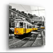 Lizbon Sarı Tramvay Cam Tablo thumbnail 1