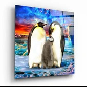 Penguen Ailesi Cam Tablo thumbnail 1