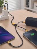 240W 3'ü 1 Arada Hızlı Şarj Kablosu USB Type-C Lightning Micro USB thumbnail 3