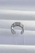 Pirinç Gümüş Renk Yonca Earcuff Küpe thumbnail 2