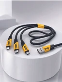 240W Çoklu Şarj Kablosu Type-C Lightning Micro USB Örgü Kablo thumbnail 5