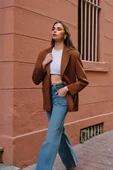 Kadın Premium Taba Süet Blazer Ceket thumbnail 4
