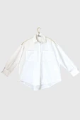 Kadın Omuz İşlemeli Beyaz Oversize Gömlek thumbnail 6