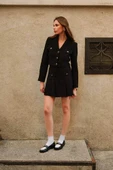 Kadın Premium Tuvit Siyah Crop Ceket thumbnail 4