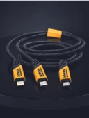 240W Çoklu Şarj Kablosu Type-C Lightning Micro USB Örgü Kablo thumbnail 4