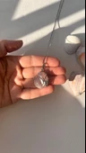 Aşk taşı pembe kuvars çelik kolye thumbnail 3