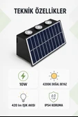 10W 4200K IP54 Solar LED Bahçe Duvar Lambası thumbnail 4