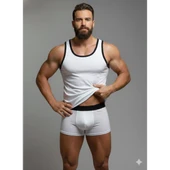 Erkek Beyaz Tank Top Boxer Takım thumbnail 1
