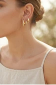 3 lü Set Gold Renk Halka Model Küpe thumbnail 2