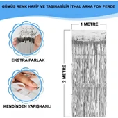 Gümüş Metalize Saçaklı Fon Perde thumbnail 1