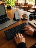 Kablosuz Katlanabilir Bluetooth Klavye Telefon Tablet Bilgisayar Uyumlu thumbnail 2