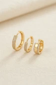 3 Lü Set Gold Renk Halka Model Küpe thumbnail 1
