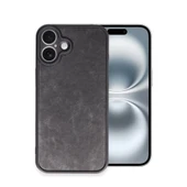 İphone 16 Plus Kılıf Aras Deri Kapak - Siyah thumbnail 1