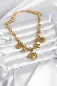 316L Çelik Gold Renk Charmlı Model Kadın Kolye thumbnail 2