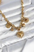 316L Çelik Gold Renk Charmlı Model Kadın Kolye thumbnail 1