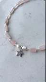 925 ayar gümüş Pembe kuvars kolye thumbnail 2