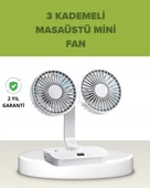 Çift Kafalı Masaüstü ve Duvar Tipi Sessiz USB Şarjlı Fan thumbnail 1