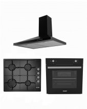 EXEP  BASİC SİYAH EMAYE 3 LÜ ANKASTRE SET (ED400-EO330-EF200) thumbnail 1