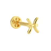 Altın Tragus Piercing 14 Ayar Balık Burcu thumbnail 2