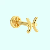 Altın Tragus Piercing 14 Ayar Balık Burcu thumbnail 1