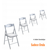Katlanır Mutfak Sandalyesi - 4 Ad Krem Deri thumbnail 1