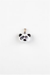 Murano Cam Panda Kafası Kolye Ucu thumbnail 2
