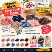 Moda Focus Sevimli Köpek Figürlü Sessiz Kaydırmaz Taban Peluş Unisex Ev Pandufu Sevgili Kombin Terliği thumbnail 5