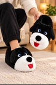 Moda Focus Sevimli Köpek Figürlü Sessiz Kaydırmaz Taban Peluş Unisex Ev Pandufu Sevgili Kombin Terliği thumbnail 2