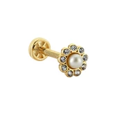 Altın İnci Tragus Piercing 14 Ayar thumbnail 2