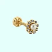 Altın İnci Tragus Piercing 14 Ayar thumbnail 1