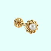 Altın İnci Tragus Piercing 14 Ayar thumbnail 1