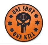 ONE SHOT ONE KILL KESKİN NİŞANCI Deri PEÇ - Arma - Askeri Patch thumbnail 1
