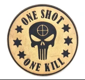 ONE SHOT ONE KILL KESKİN NİŞANCI Deri PEÇ - Arma - Askeri Patch thumbnail 1