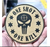 ONE SHOT ONE KILL KESKİN NİŞANCI Deri PEÇ - Arma - Askeri Patch thumbnail 2