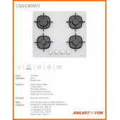 Silverline CS5436W01 Beyaz cam ankastre ocak thumbnail 2