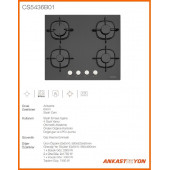 Silverline CS5436B01 Siyah cam ankastre ocak thumbnail 2