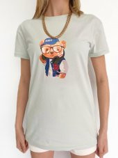 Kadın Ayıcık Baskılı Tshirt Mint thumbnail 2