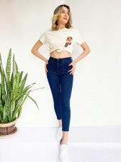 Kadın Ayıcık Baskılı Basic Tshirt Ekru thumbnail 5