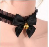 Siyah Dantelli Zilli Choker Tasma Kolye Kadın Kız thumbnail 2