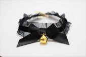 Siyah Dantelli Zilli Choker Tasma Kolye Kadın Kız thumbnail 4