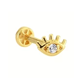 Altın Evil Eye Tragus Piercing 14 Ayar thumbnail 2