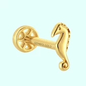 Altın Deniz Atı Tragus Piercing 14 Ayar thumbnail 1