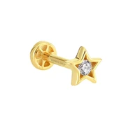 Altın Taşlı Yıldız Tragus Piercing 14 Ayar thumbnail 2