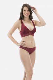 Bordo Dantel Bralet Takım thumbnail 2